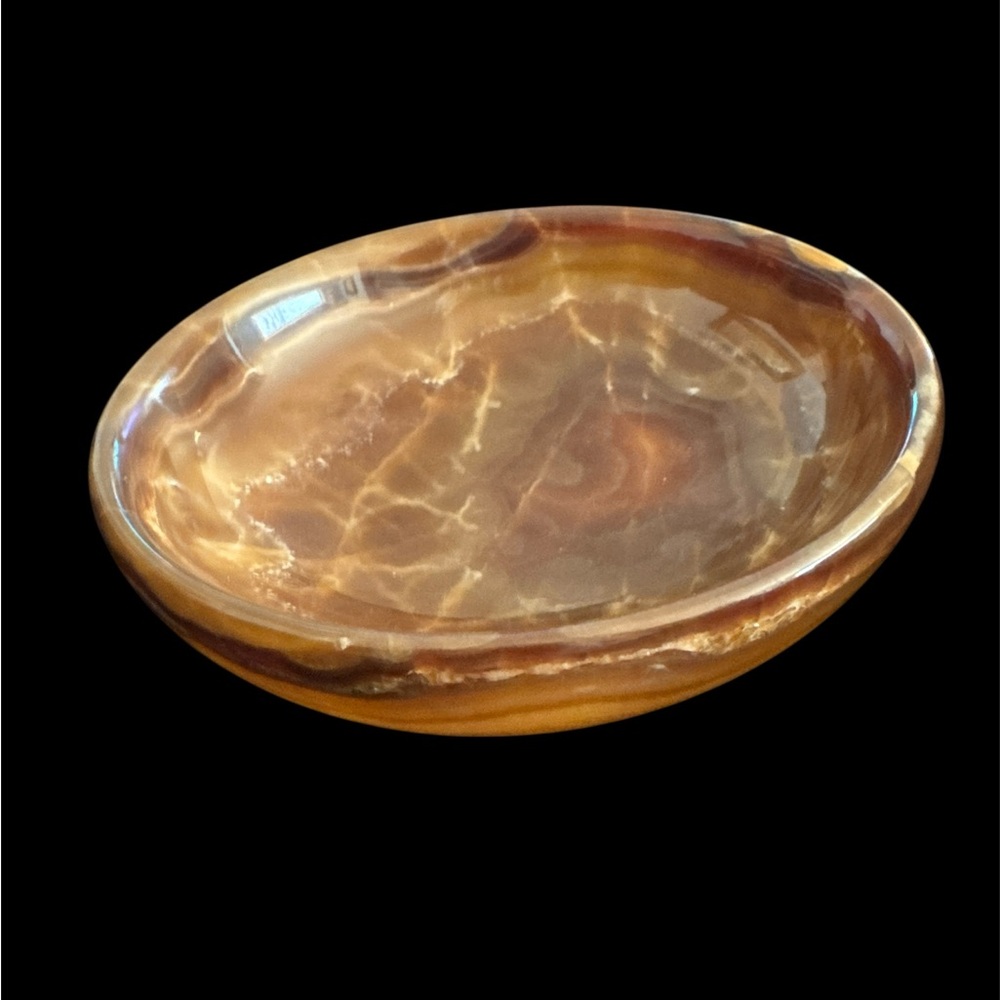 Polished Beige Onyx Marble Bowl Storage Decor 5”